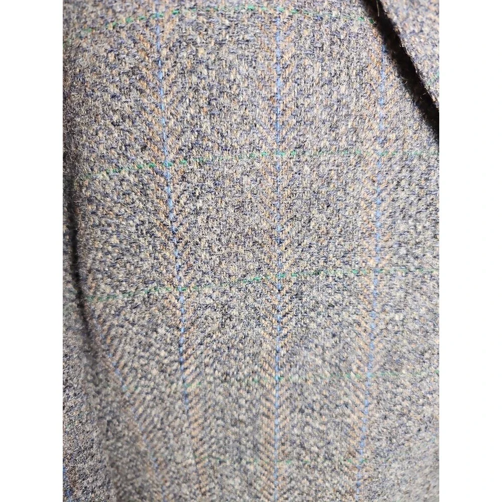 Vintage Bernotis Bench Made Wool Sport Coat Tweed Blazer Gray Herringbone Men's